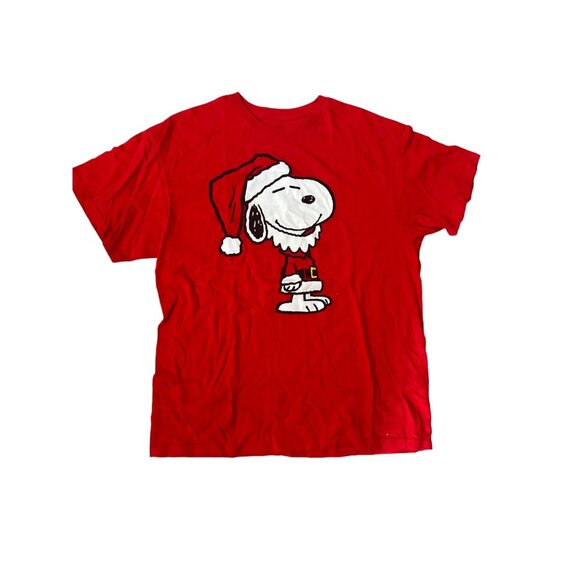 Peanuts Christmas Snoopy T-Shirt XL Red Cotton - Picture 1 of 5